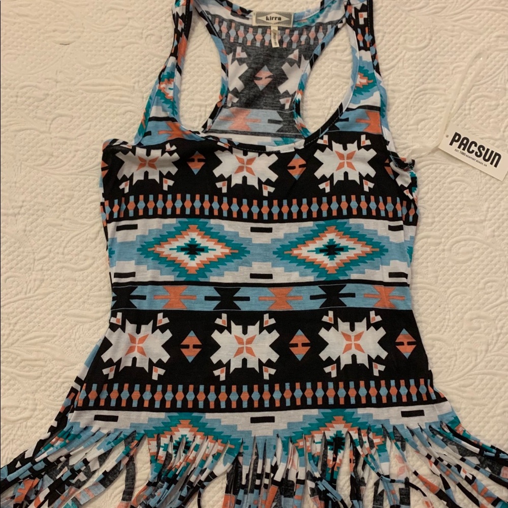 Fringe Razer Back Tank Top/ Sleeveless Top